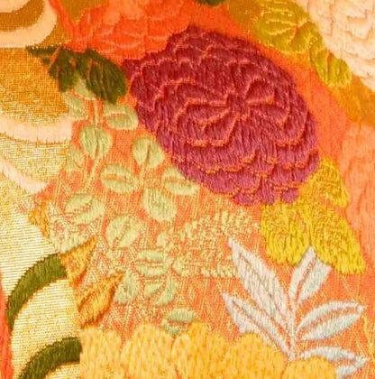 ピロー（枕）カバー ヴィンテージ婚礼着物の絹仕立て 母への贈り物に最適 紅葉・桜・菊・流水文様